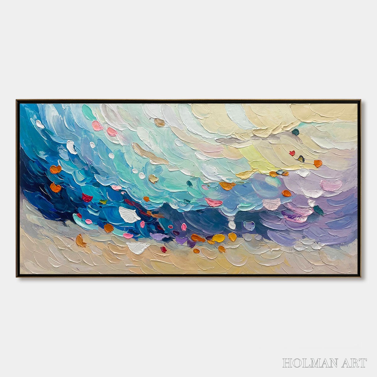 HOLMAN ART Ready to Ship | Coral Dream – Textured Abstract Seascape Oil Painting - image 3