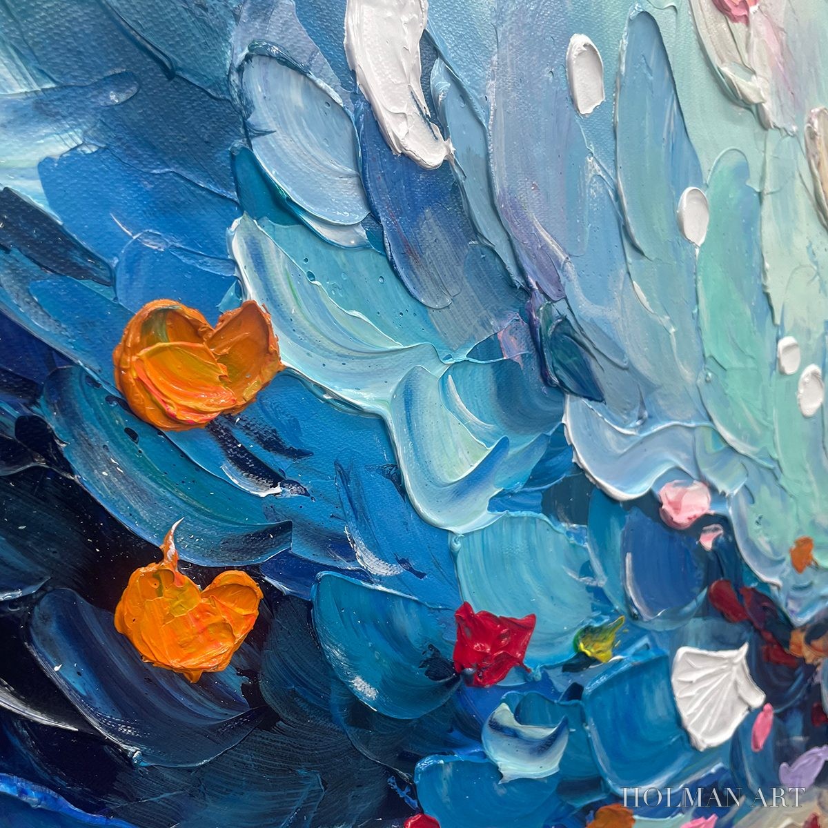 HOLMAN ART Ready to Ship | Coral Dream – Textured Abstract Seascape Oil Painting - image 4
