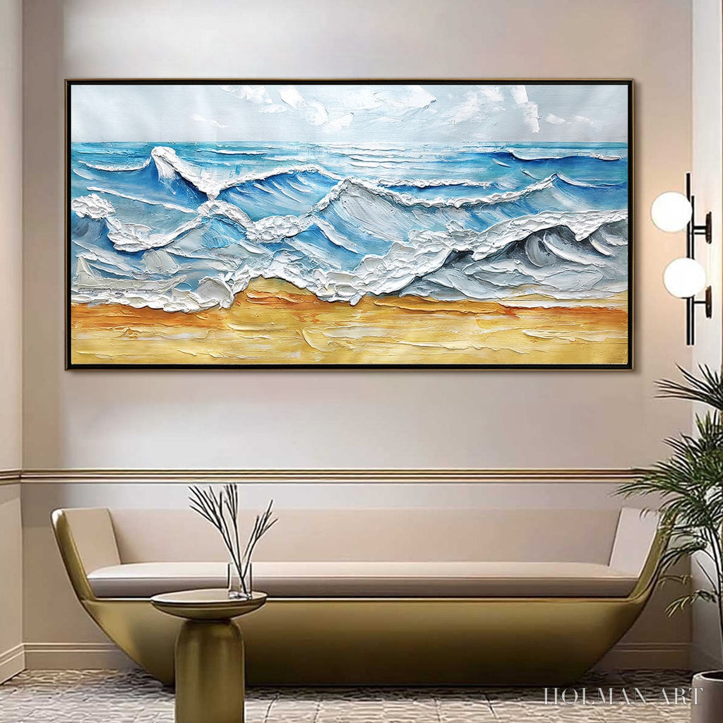 HOLMAN ART Ready to Ship | Ocean'S Embrace – Textured Seascape Painting - image 1