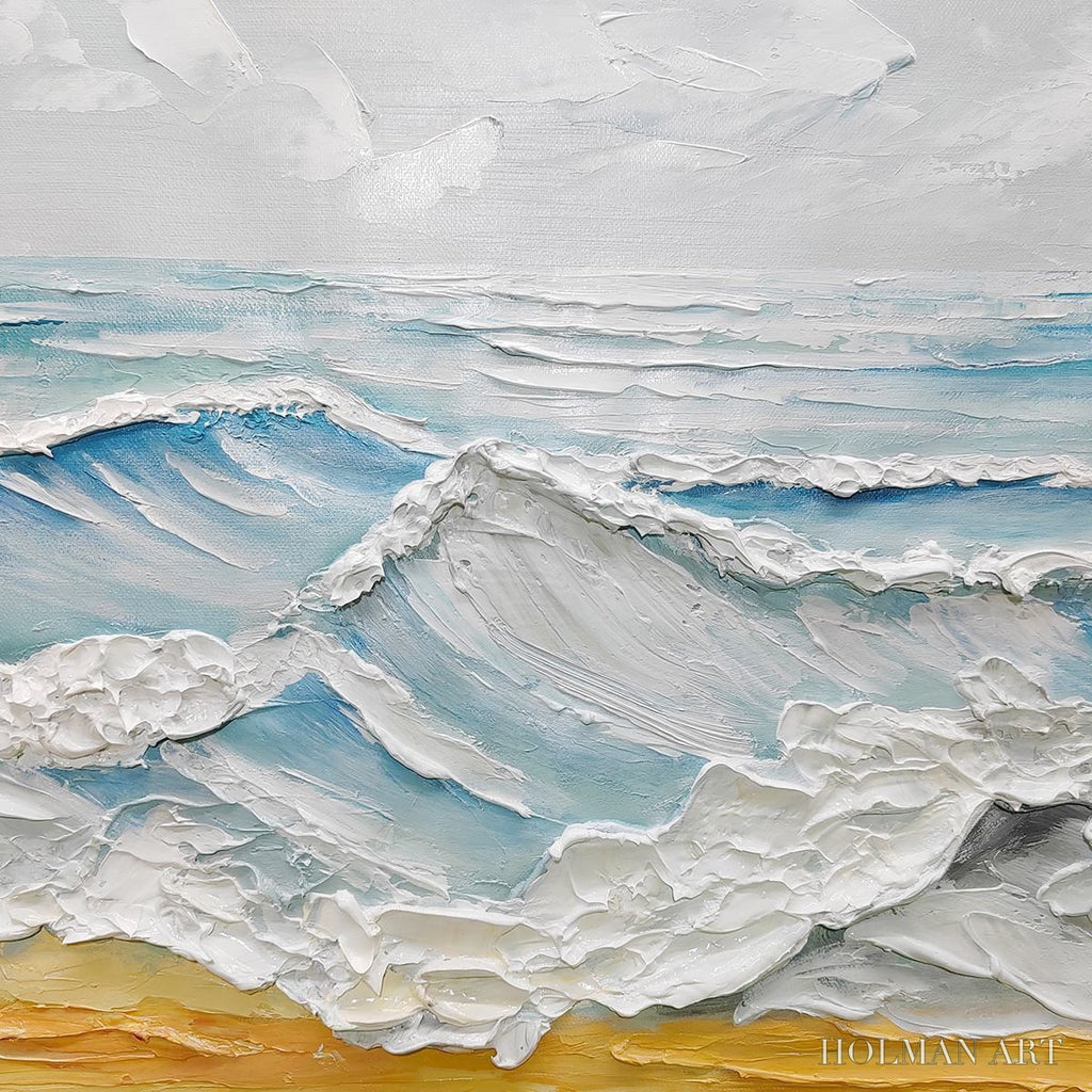 HOLMAN ART Ready to Ship | Ocean'S Embrace – Textured Seascape Painting - image 2