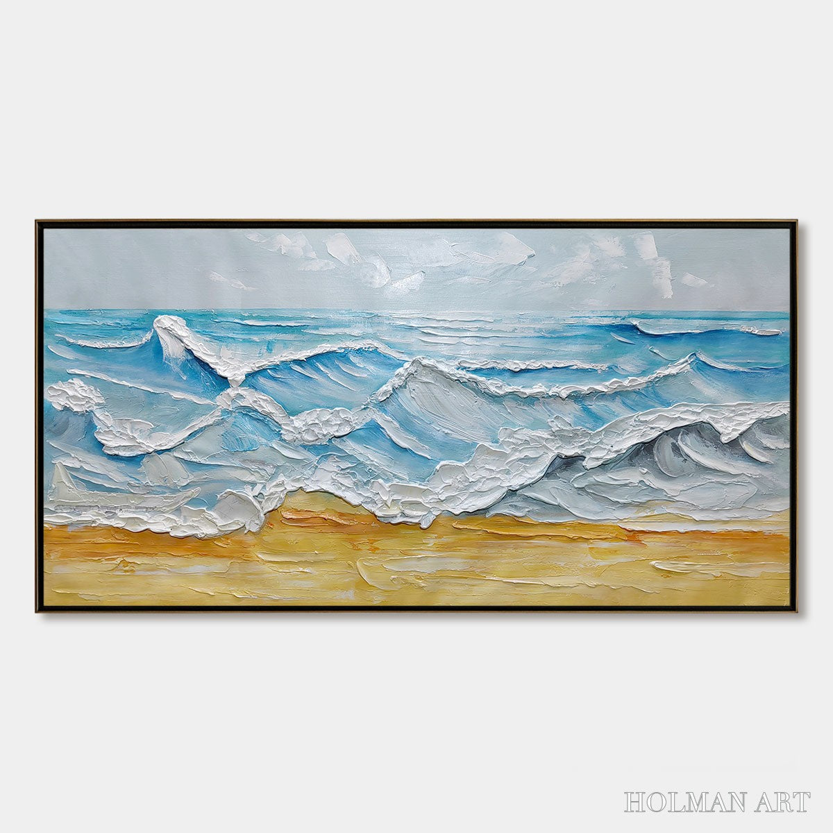 HOLMAN ART Ready to Ship | Ocean'S Embrace – Textured Seascape Painting - image 3