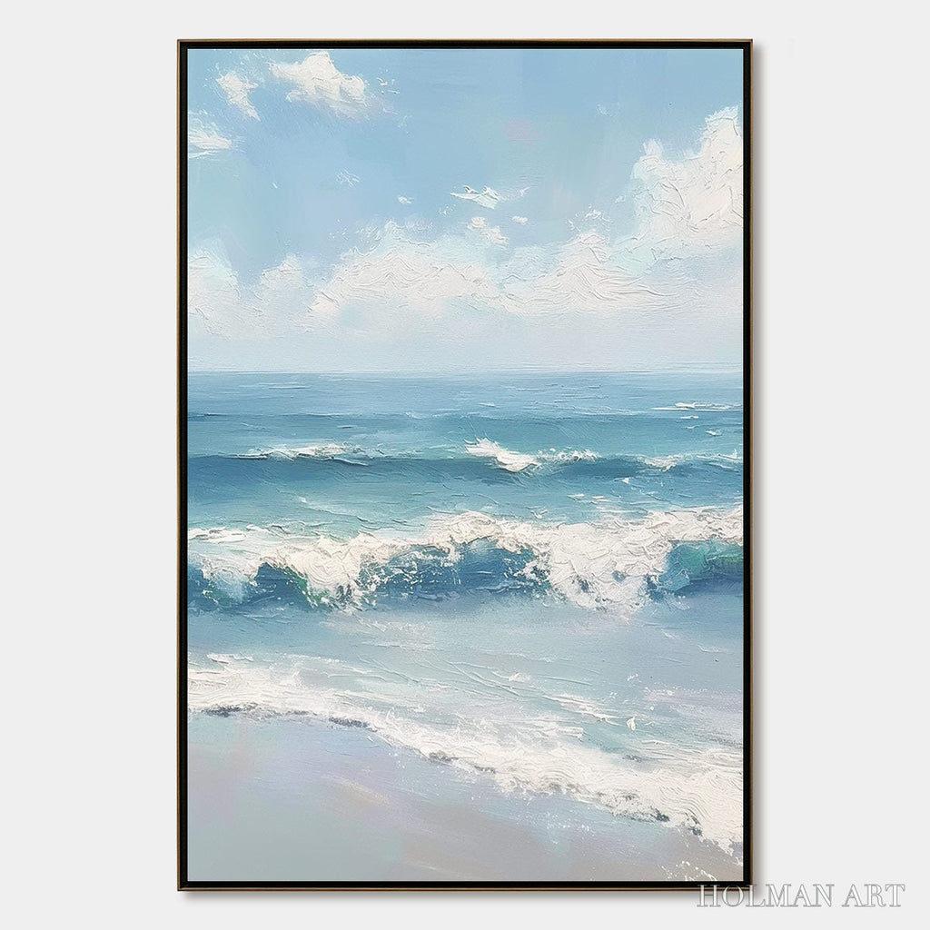 HOLMAN ART Azure Crest – Textured Impasto Seascape Oil Painting - image 1