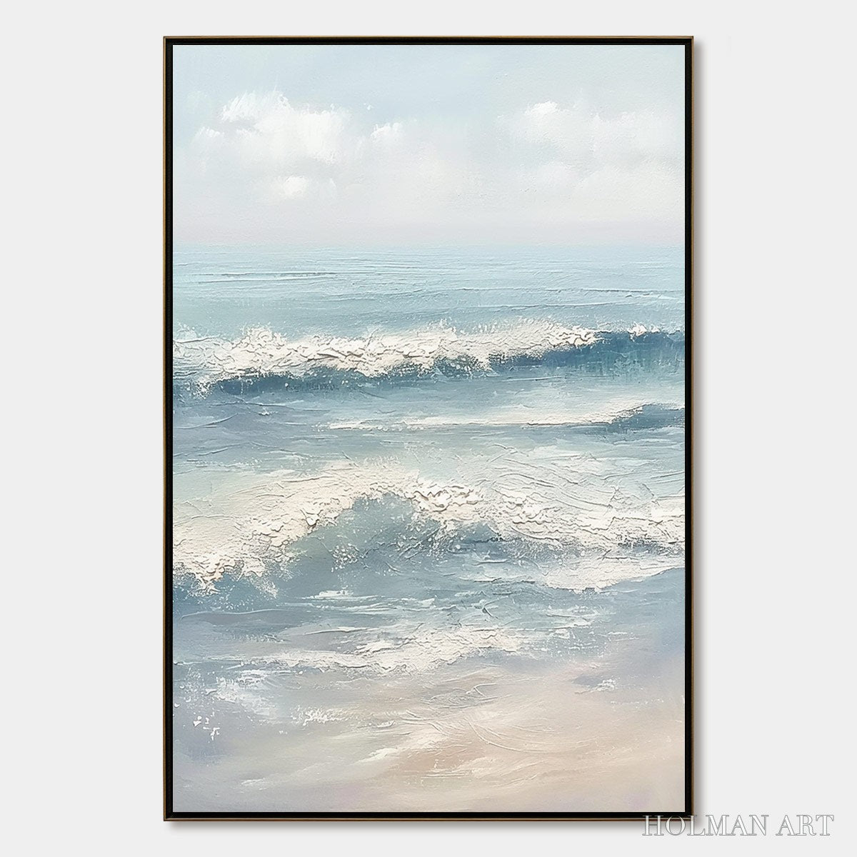 HOLMAN ART Serene Shore – Textured Minimalist Coastal Seascape - image 1
