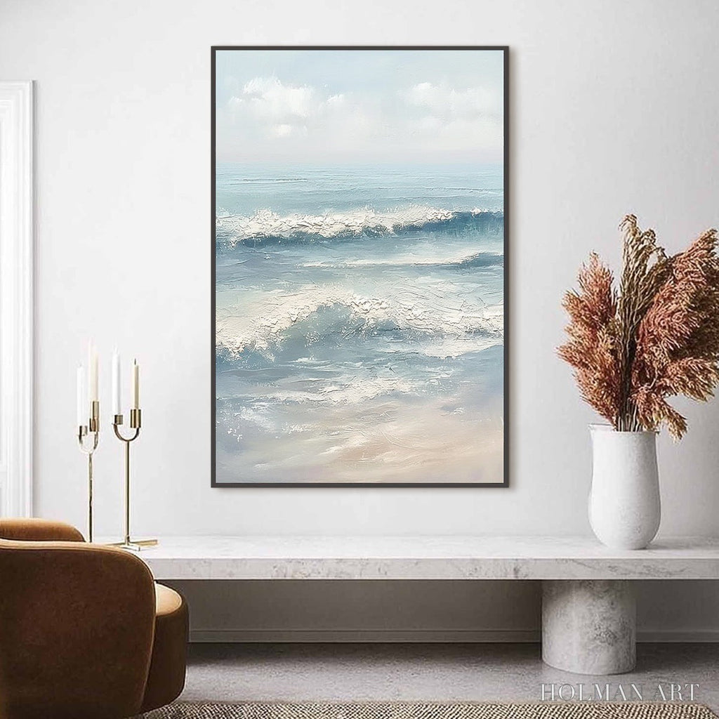 HOLMAN ART Serene Shore – Textured Minimalist Coastal Seascape - image 2