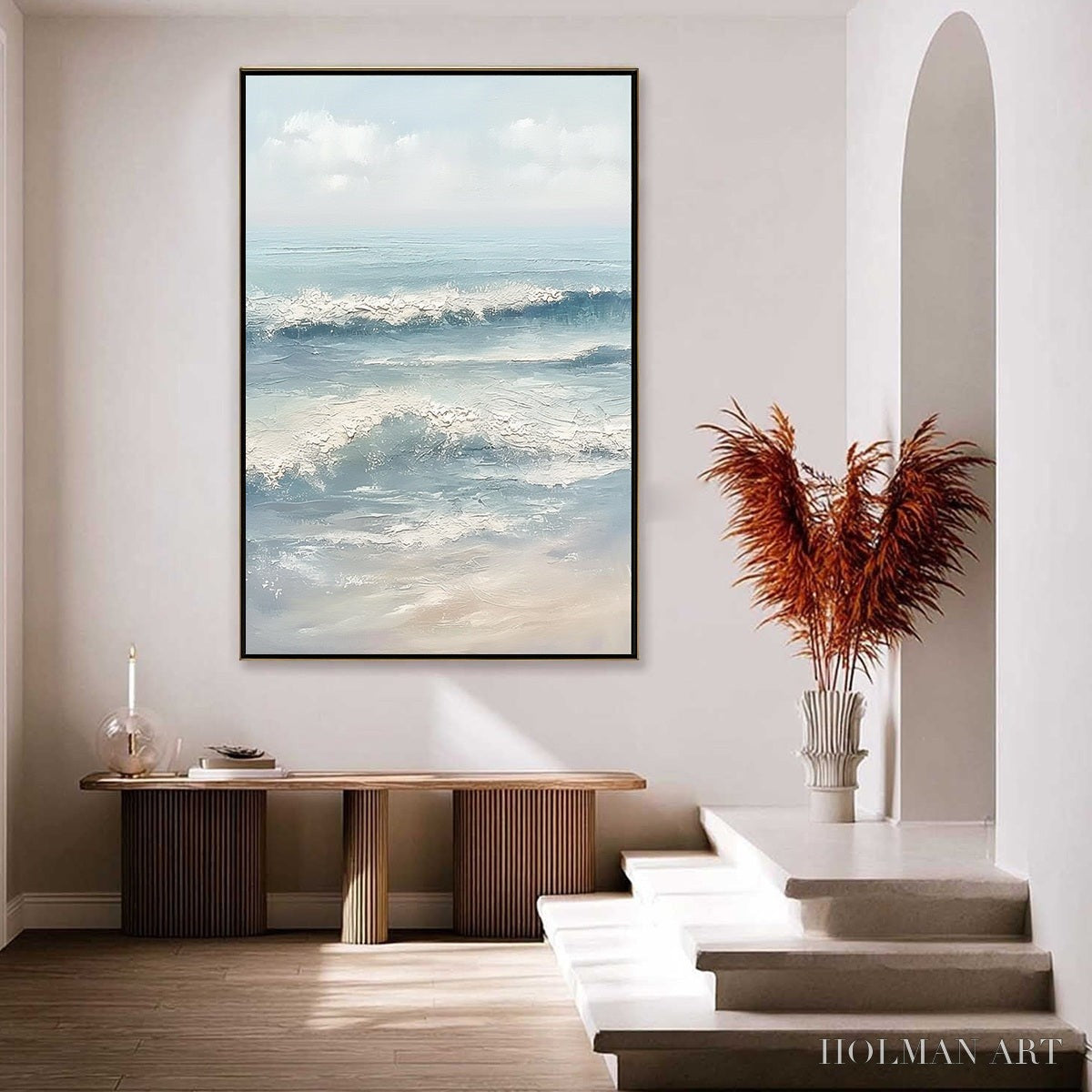 HOLMAN ART Serene Shore – Textured Minimalist Coastal Seascape - image 4