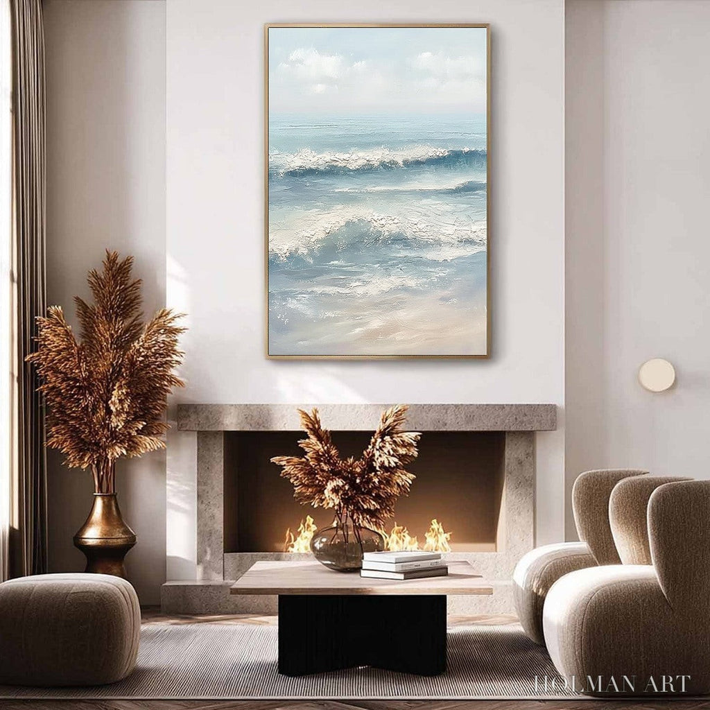 HOLMAN ART Serene Shore – Textured Minimalist Coastal Seascape - image 5