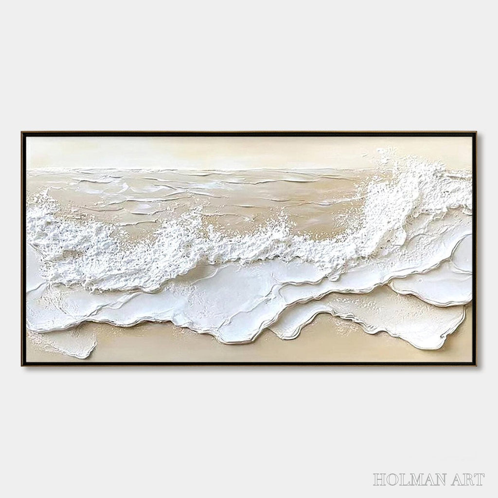 HOLMAN ART Serenity Tide – Textured Minimalist Beach Scene Painting - image 1