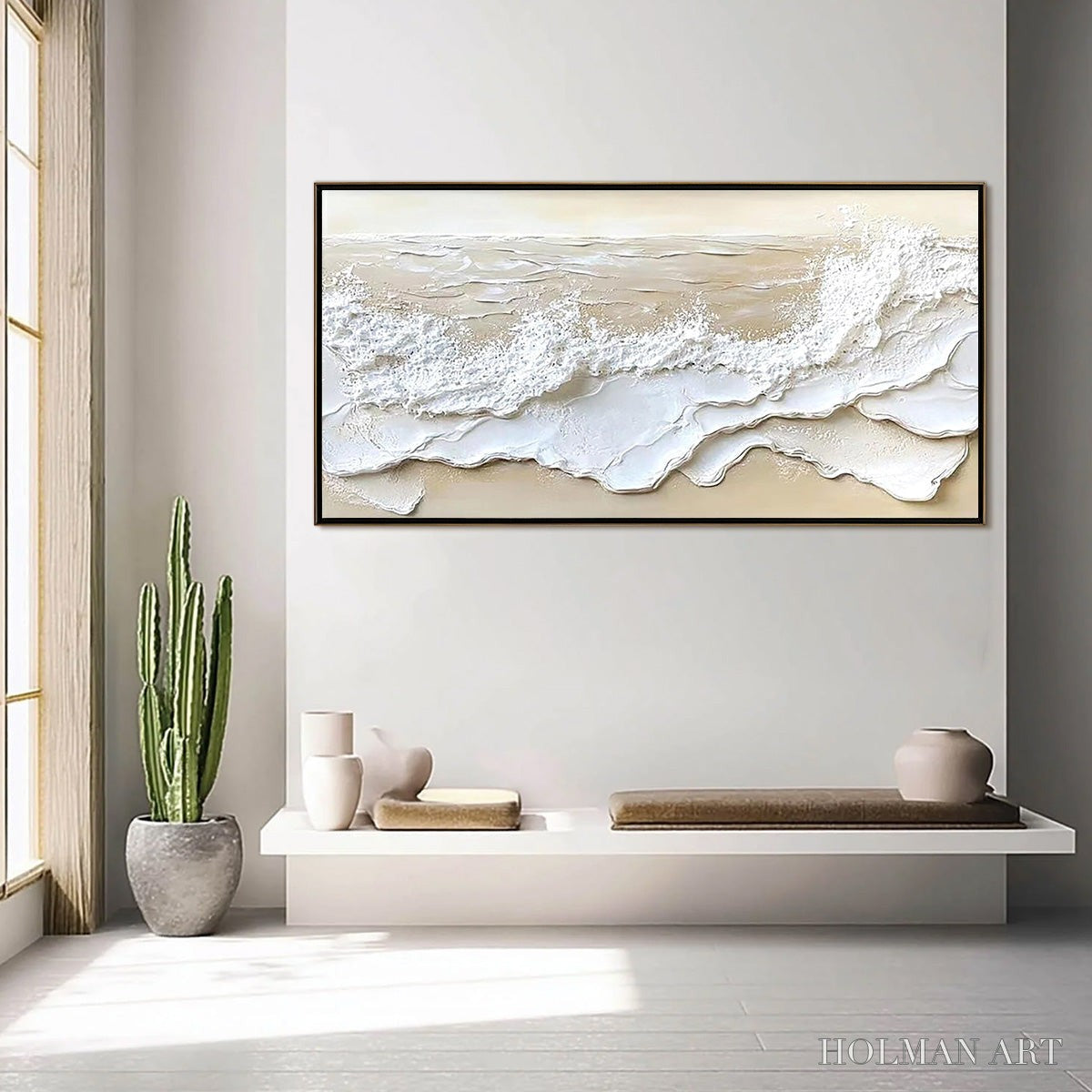 HOLMAN ART Serenity Tide – Textured Minimalist Beach Scene Painting - image 4