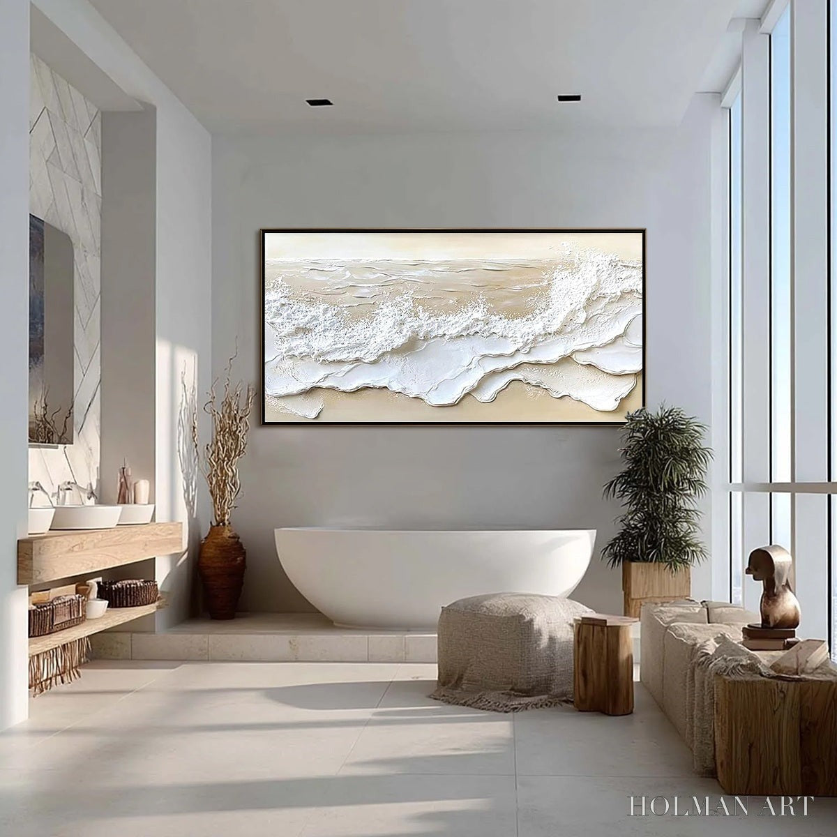HOLMAN ART Serenity Tide – Textured Minimalist Beach Scene Painting - image 5