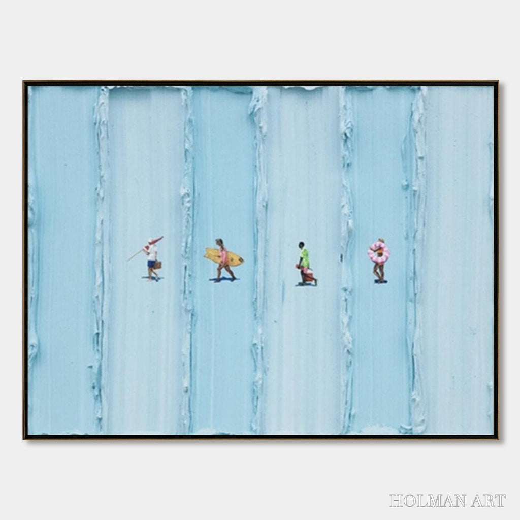 HOLMAN ART Surf Stripes – Minimalist Beach Impasto Painting - image 1