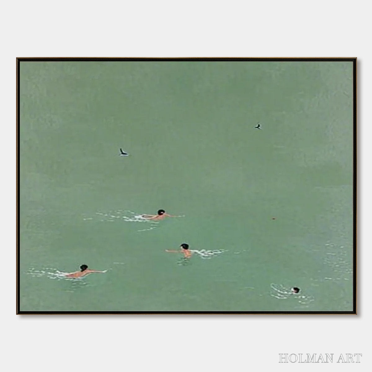 HOLMAN ART Tidal Glide – Minimalist Swimmer Sports Oil Painting - image 1