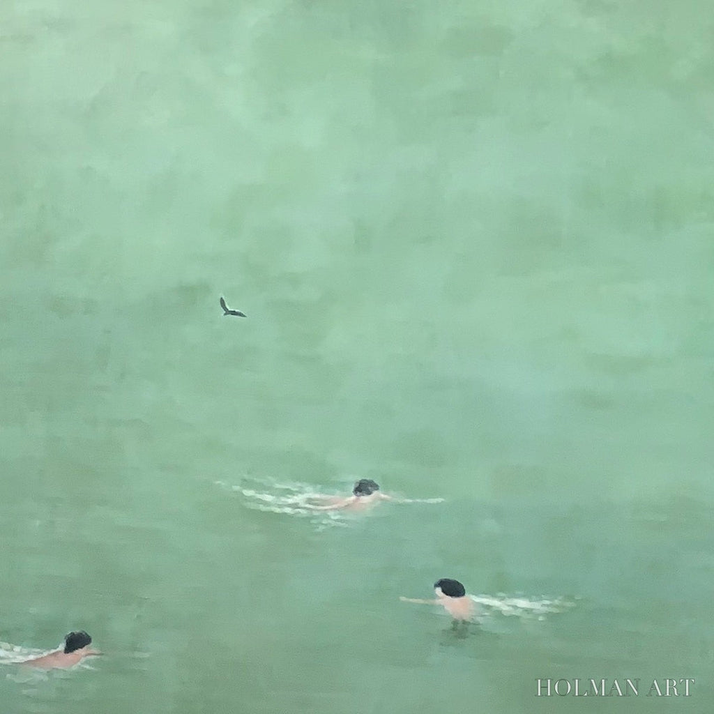 HOLMAN ART Tidal Glide – Minimalist Swimmer Sports Oil Painting - image 3