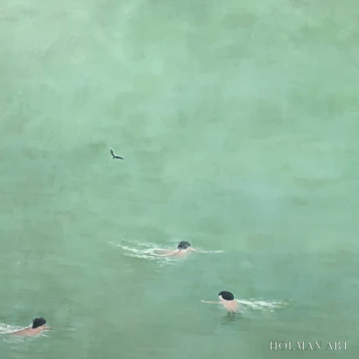 HOLMAN ART Tidal Glide – Minimalist Swimmer Sports Oil Painting - image 3