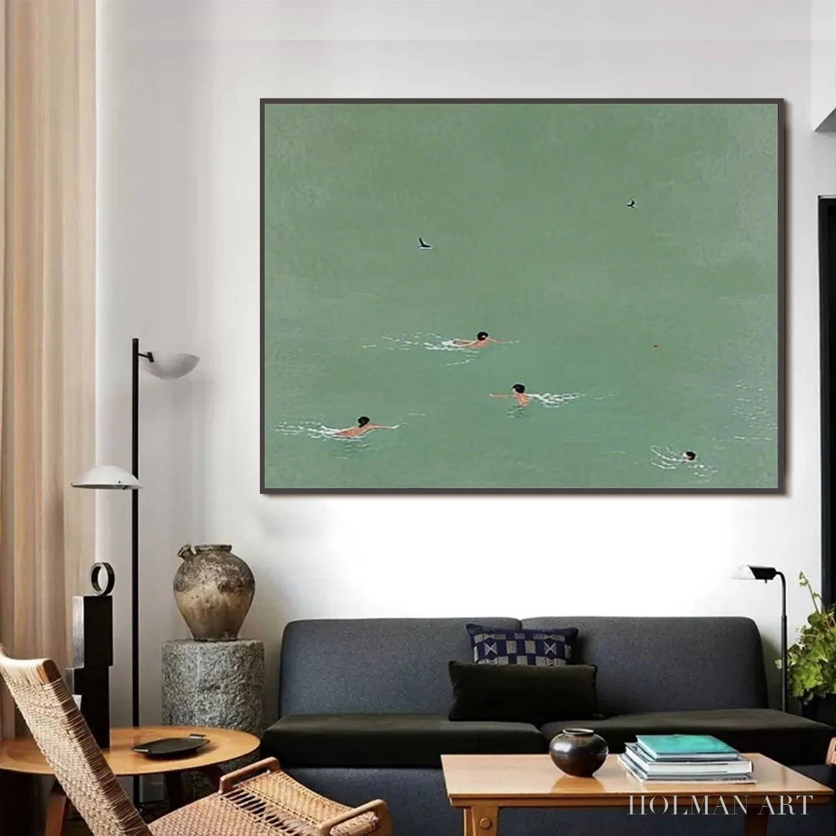 HOLMAN ART Tidal Glide – Minimalist Swimmer Sports Oil Painting - image 5