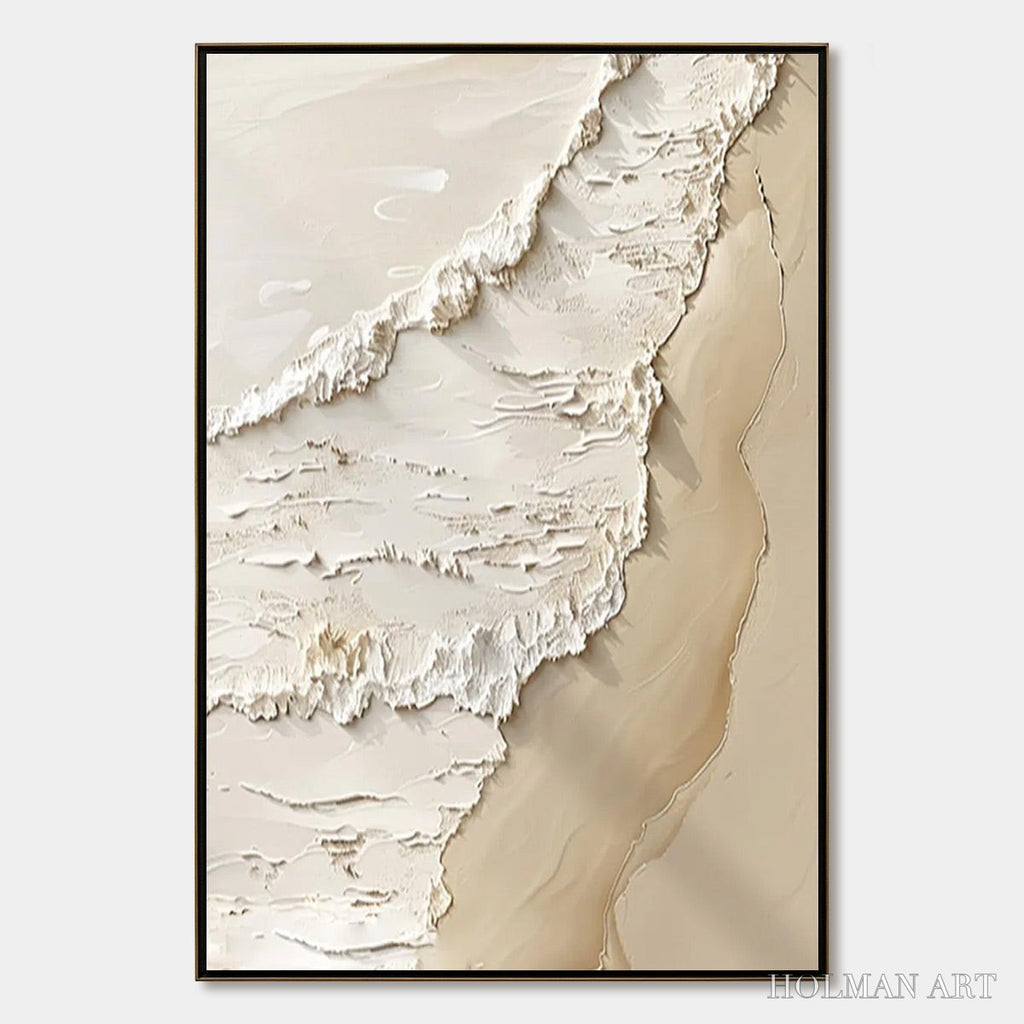 HOLMAN ART Shoreline Whispers – Textured Minimalist Beach Scene Painting - image 1