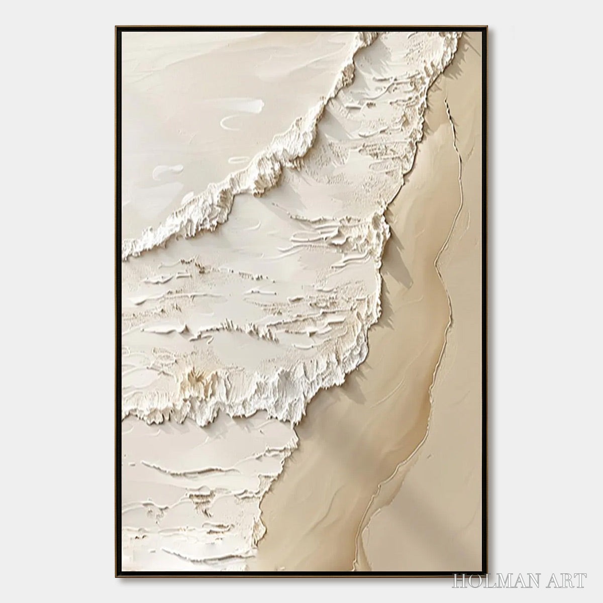 HOLMAN ART Shoreline Whispers – Textured Minimalist Beach Scene Painting - image 1