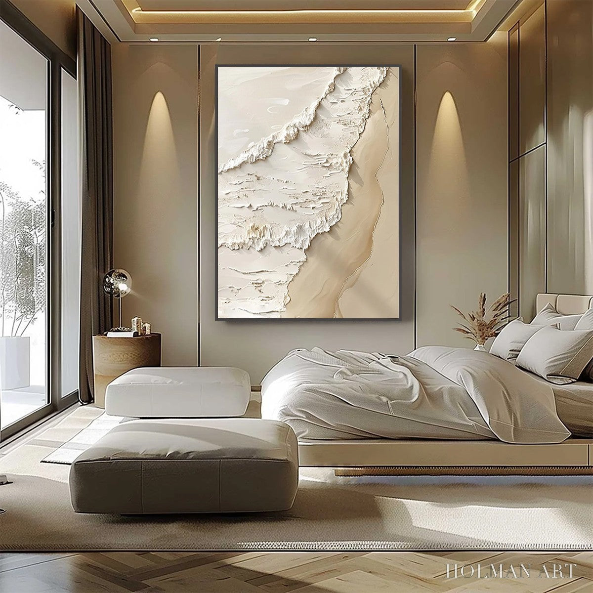 HOLMAN ART Shoreline Whispers – Textured Minimalist Beach Scene Painting - image 2