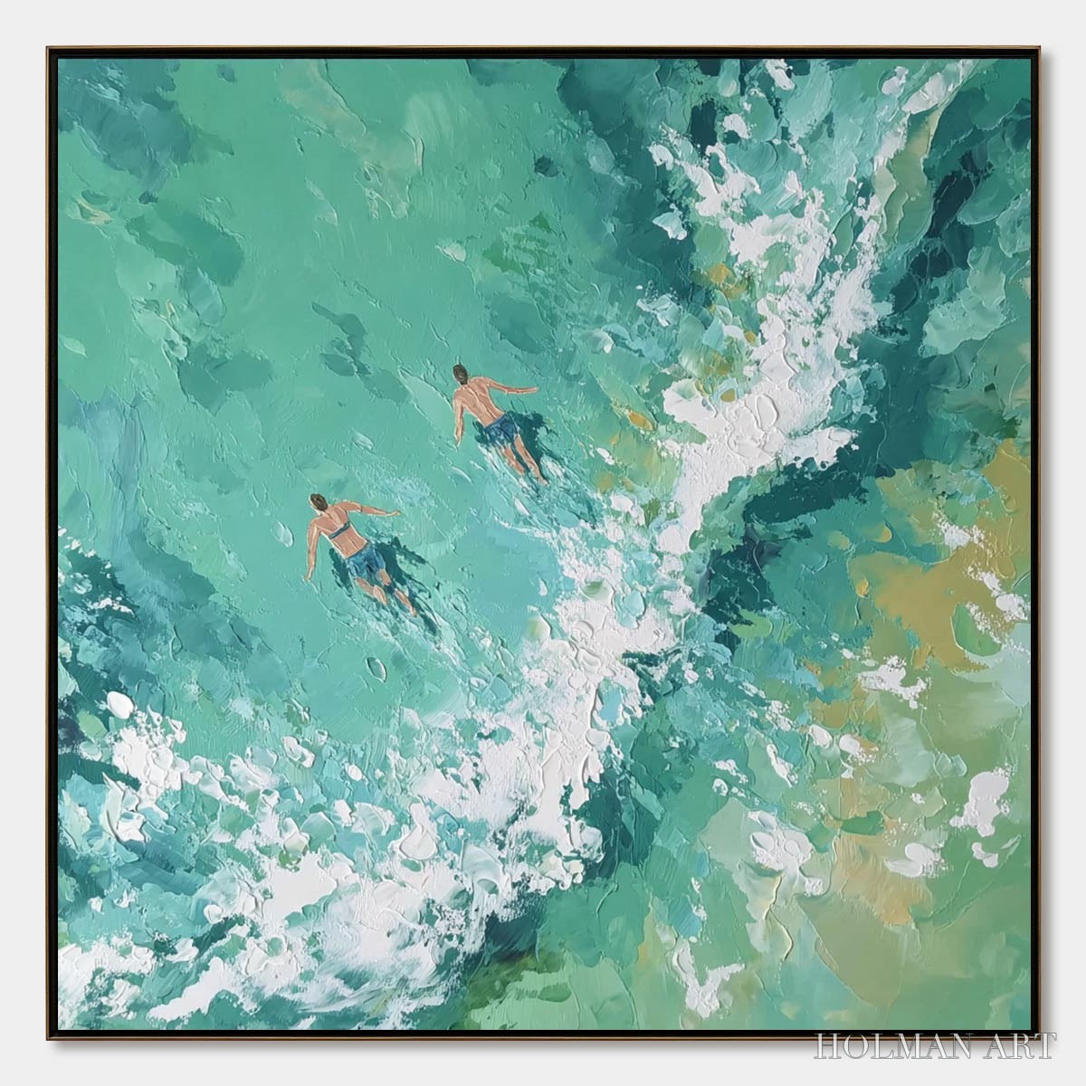 HOLMAN ART Ocean'S Embrace Textured Impressionist Seascape Oil Painting - image 1
