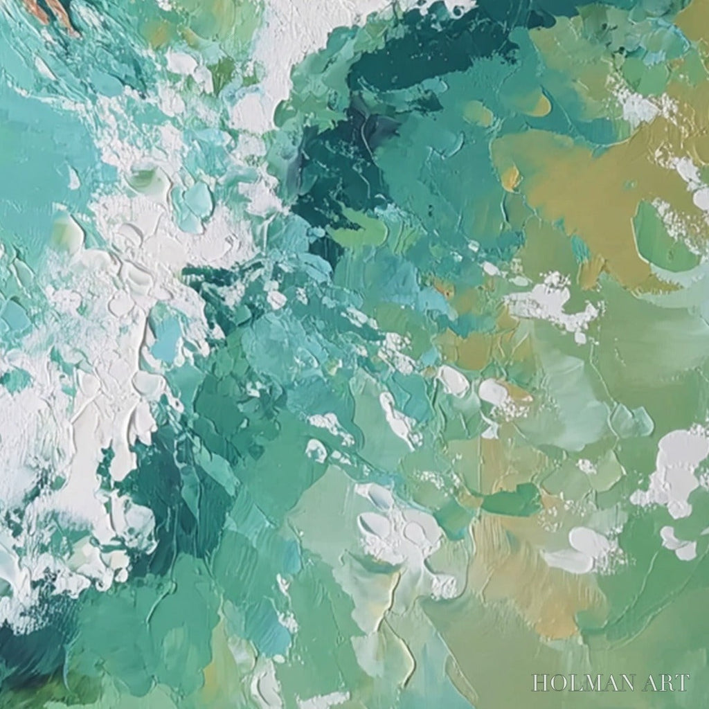 HOLMAN ART Ocean'S Embrace Textured Impressionist Seascape Oil Painting - image 3