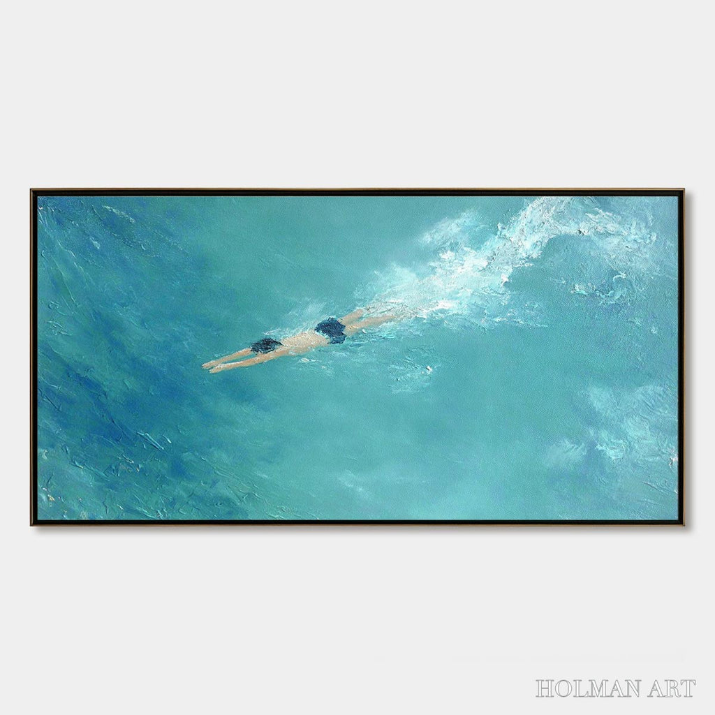 HOLMAN ART Ocean Dive – Textured Minimalist Seascape Oil Painting - image 1