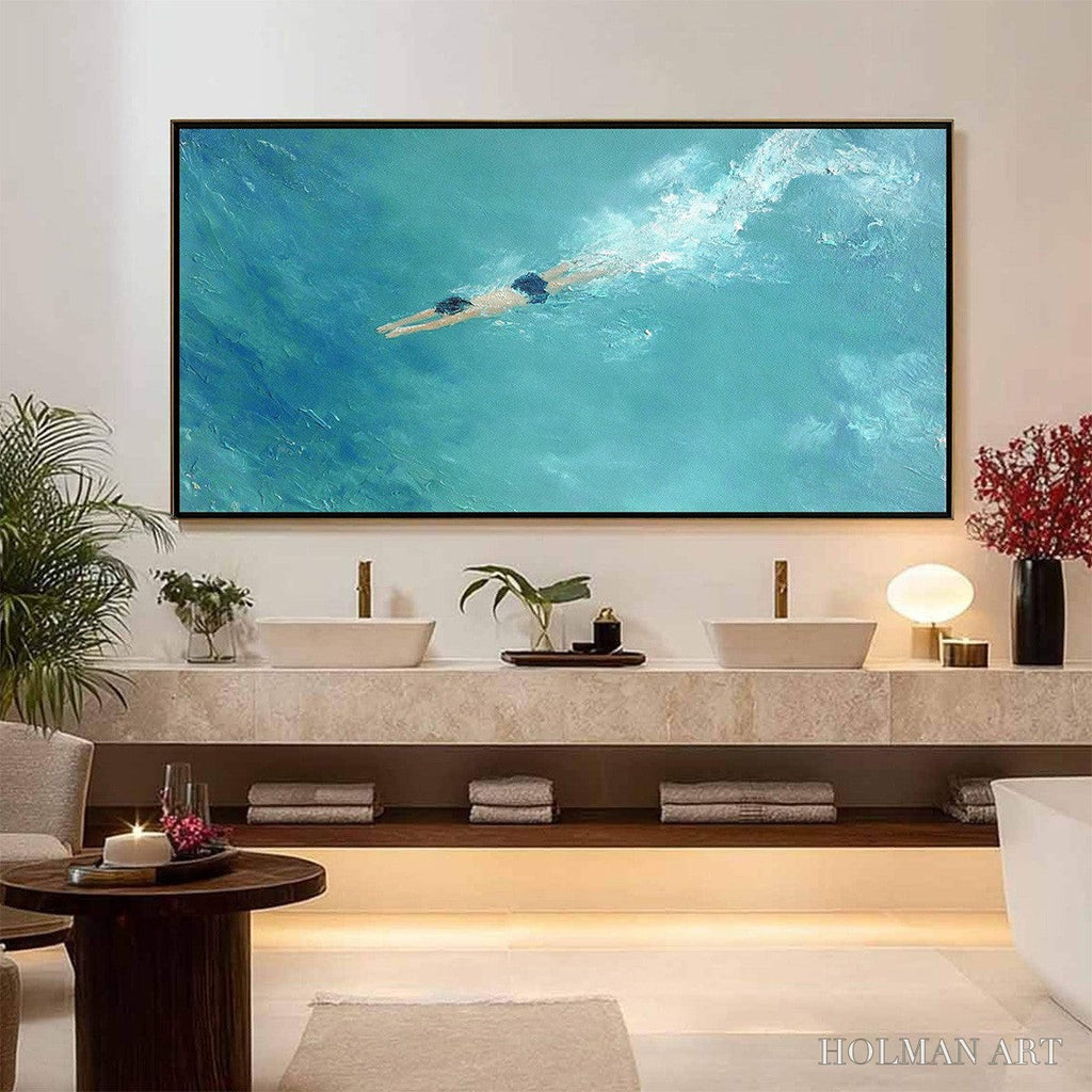 HOLMAN ART Ocean Dive – Textured Minimalist Seascape Oil Painting - image 2
