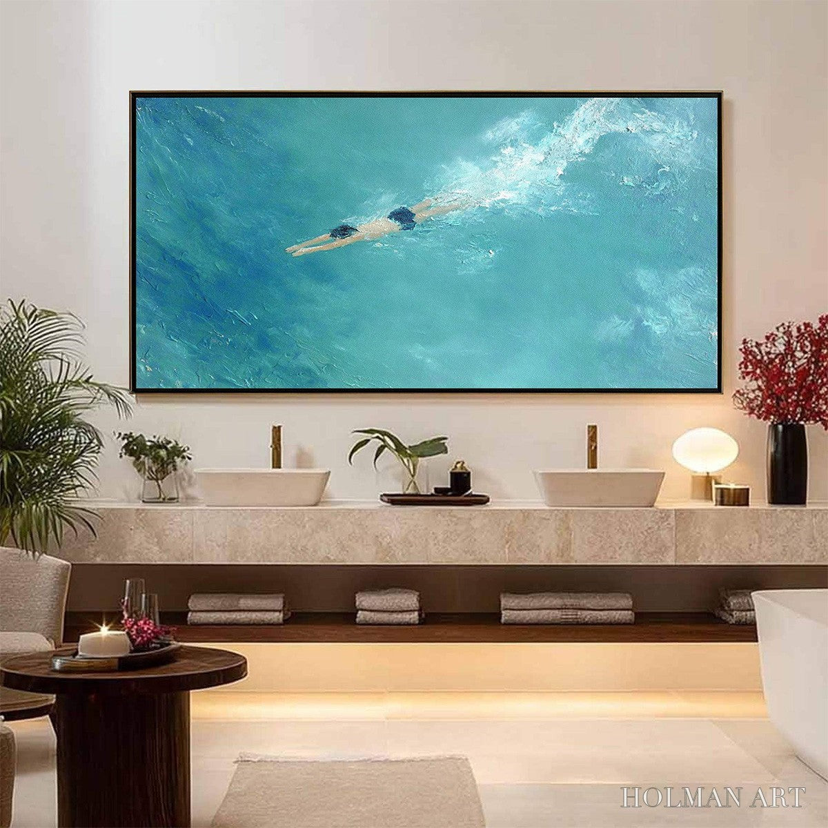 HOLMAN ART Ocean Dive – Textured Minimalist Seascape Oil Painting - image 2