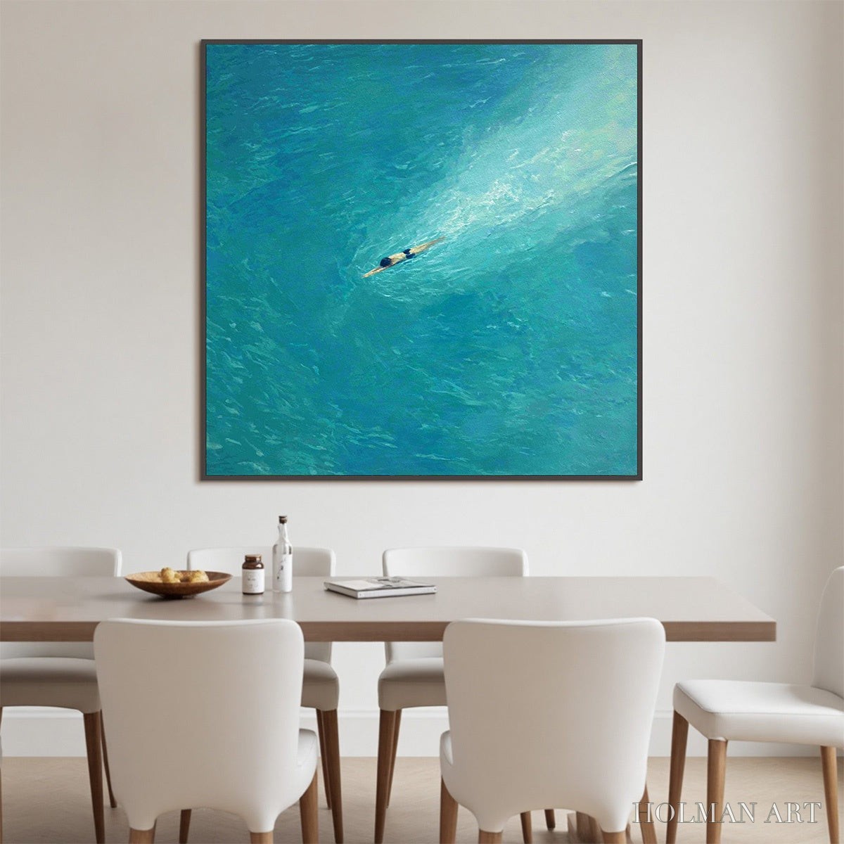 HOLMAN ART Aqua Solitude – Minimalist Ocean Scene Oil Painting - image 5
