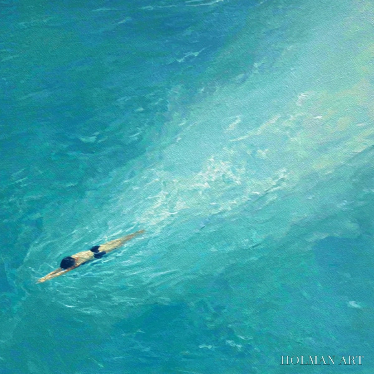 HOLMAN ART Aqua Solitude – Minimalist Ocean Scene Oil Painting - image 6