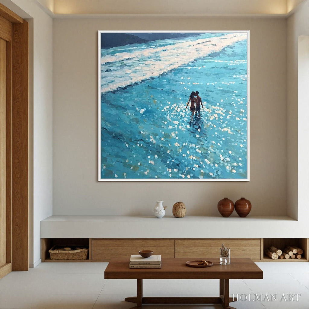 HOLMAN ART Ocean Embrace – Romantic Beach Scene Oil Painting - image 2