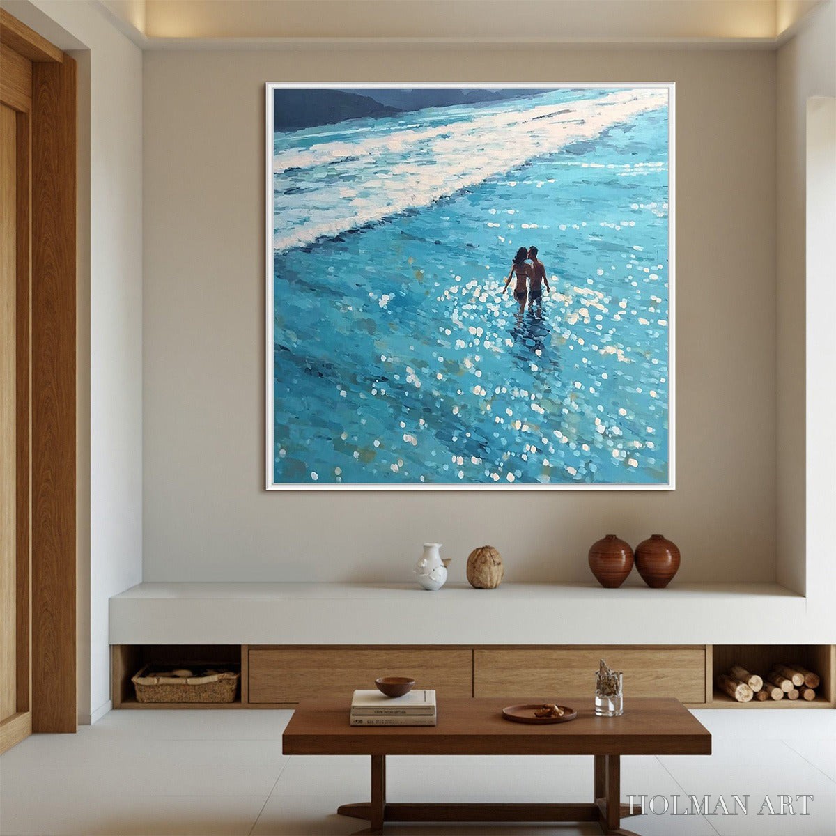 HOLMAN ART Ocean Embrace – Romantic Beach Scene Oil Painting - image 2