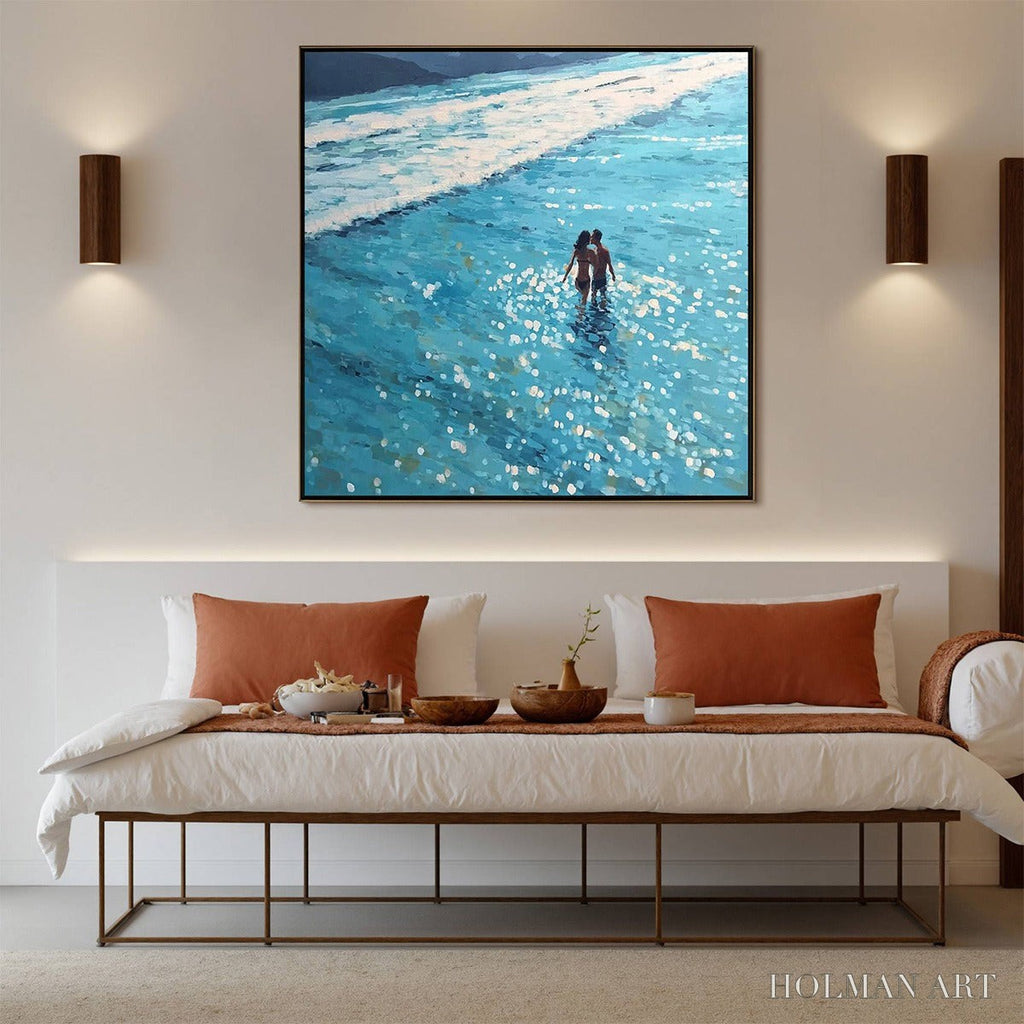 HOLMAN ART Ocean Embrace – Romantic Beach Scene Oil Painting - image 4