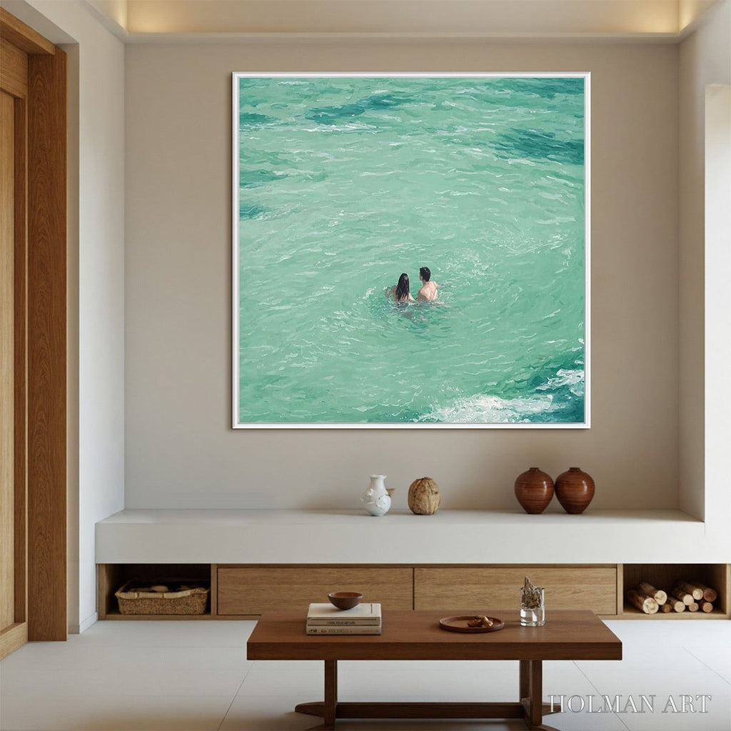 HOLMAN ART Ocean Embrace – Minimalist Beach Scene Oil Painting - image 2
