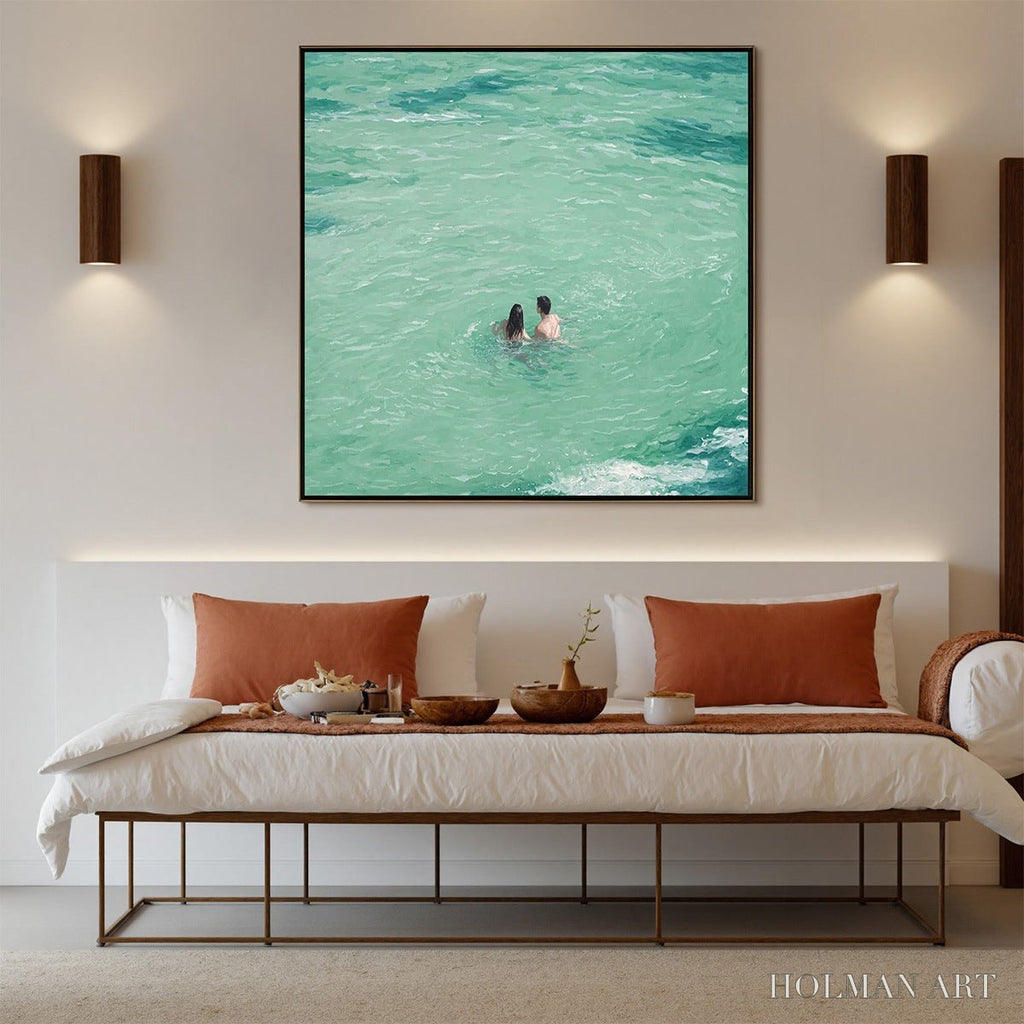 HOLMAN ART Ocean Embrace – Minimalist Beach Scene Oil Painting - image 4