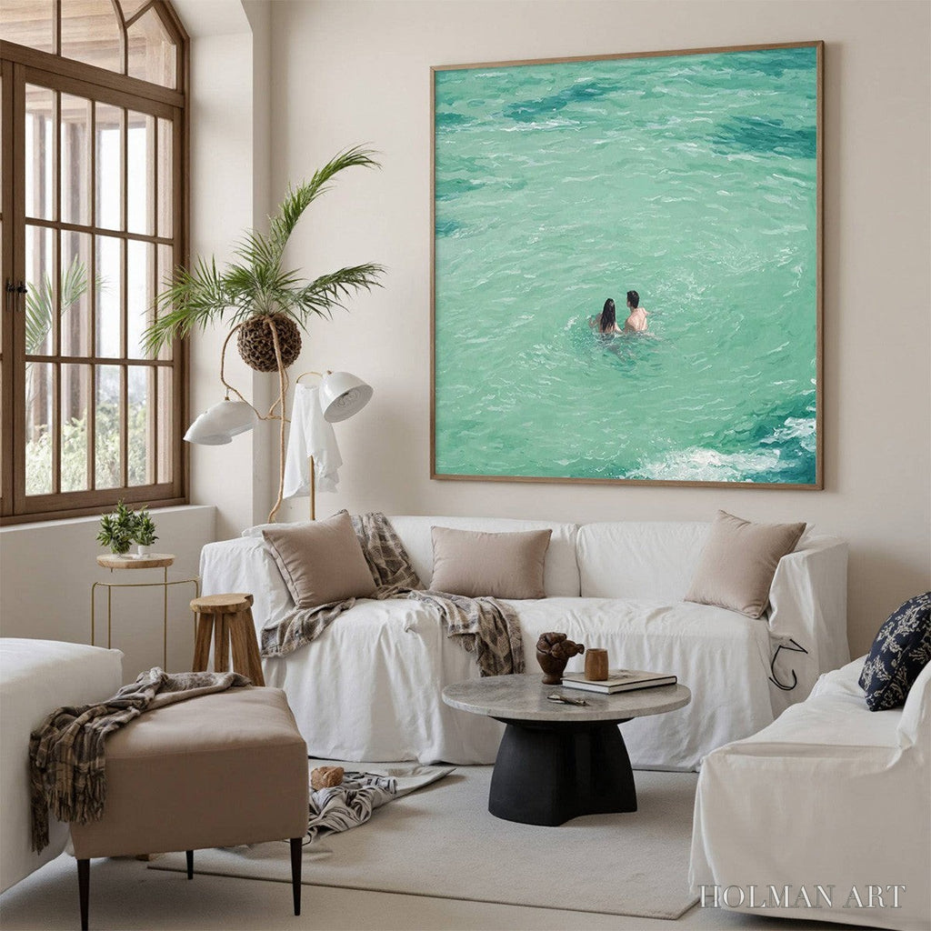 HOLMAN ART Ocean Embrace – Minimalist Beach Scene Oil Painting - image 5