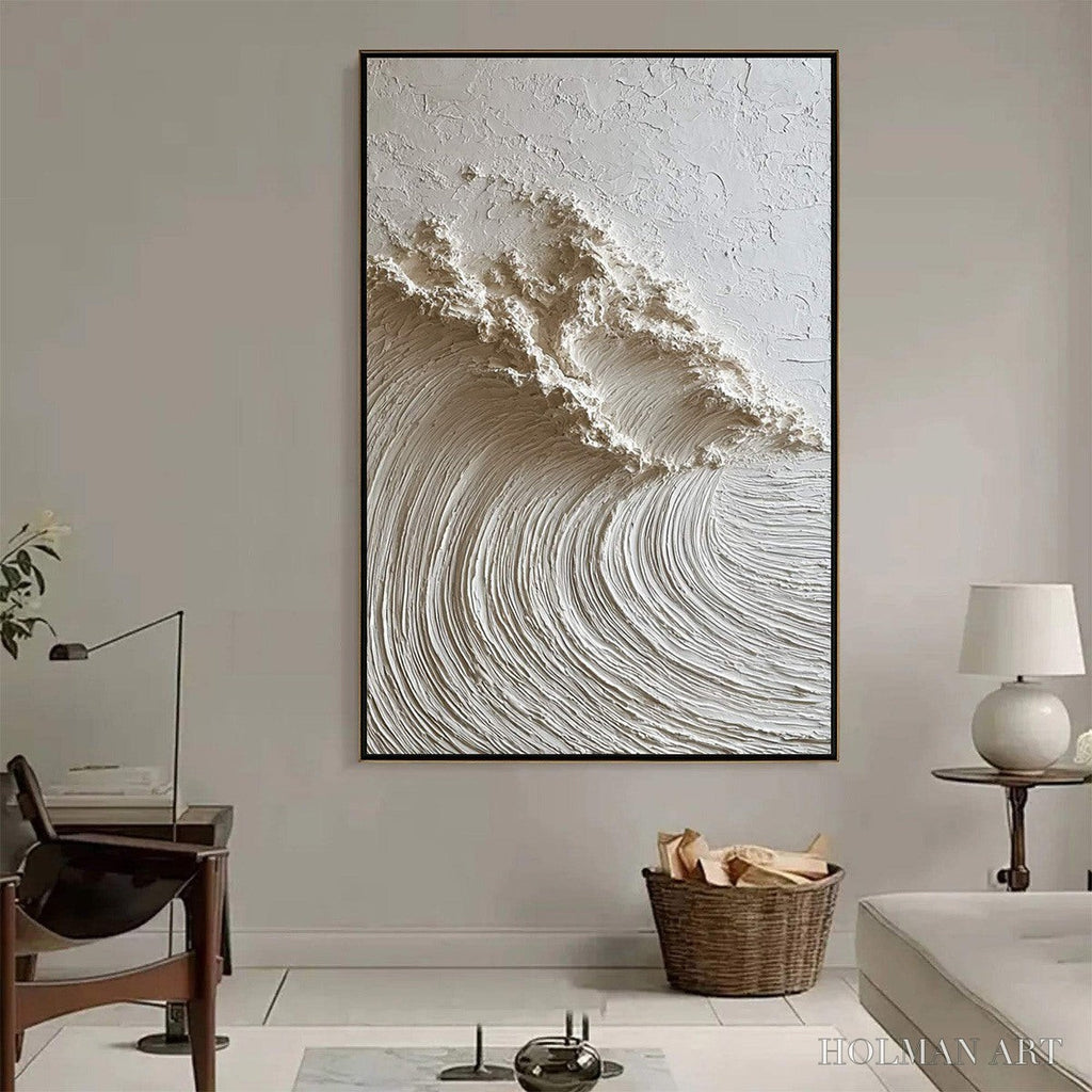 HOLMAN ART White Wave – Textured Minimalist 3D Oil Painting - image 2