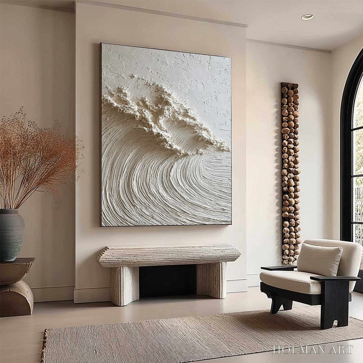 HOLMAN ART White Wave – Textured Minimalist 3D Oil Painting - image 4