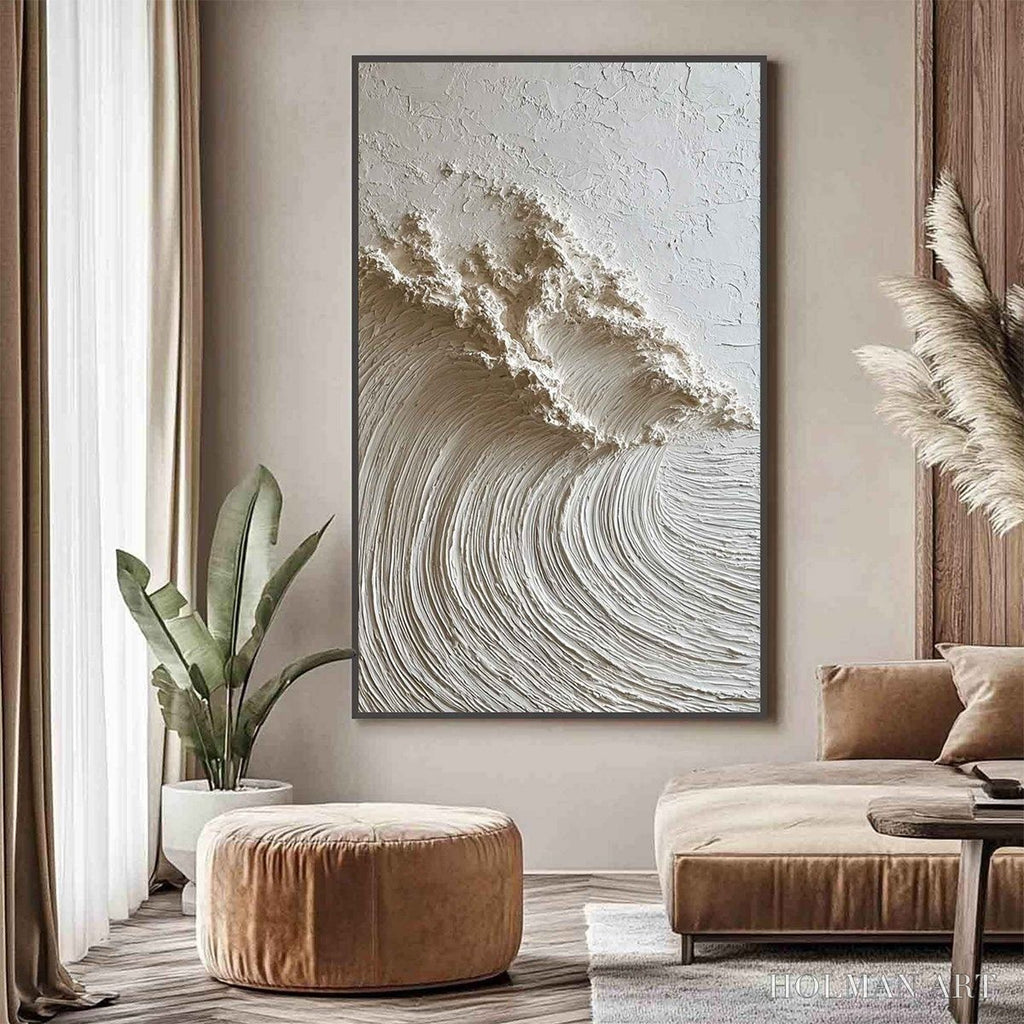 HOLMAN ART White Wave – Textured Minimalist 3D Oil Painting - image 5