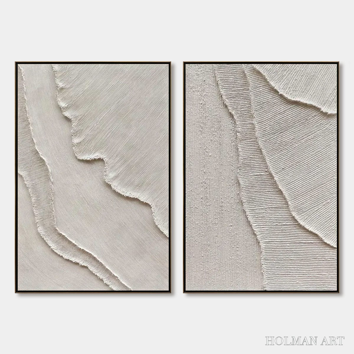 HOLMAN ART Etched in Stone – Textured Minimalist Abstract Diptych - image 1