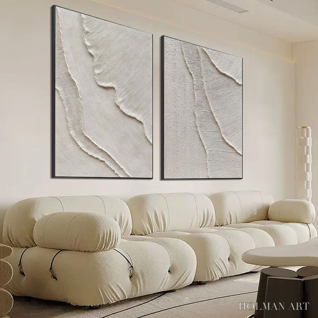 HOLMAN ART Etched in Stone – Textured Minimalist Abstract Diptych - image 4