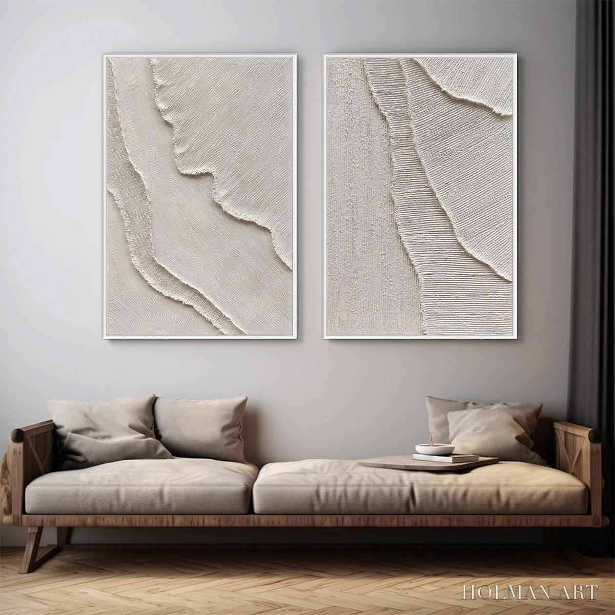 HOLMAN ART Etched in Stone – Textured Minimalist Abstract Diptych - image 5