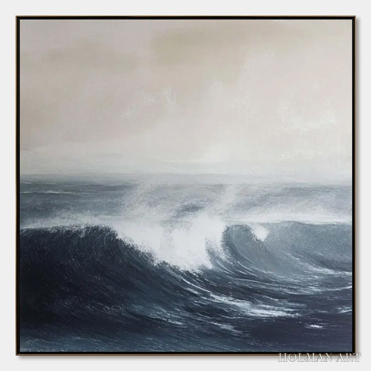 HOLMAN ART Ocean'S Embrace – Atmospheric Coastal Seascape Oil Painting - image 1