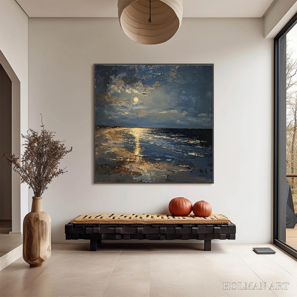 HOLMAN ART Moonlit Serenity – Impressionist Coastal Night Oil Painting - image 6