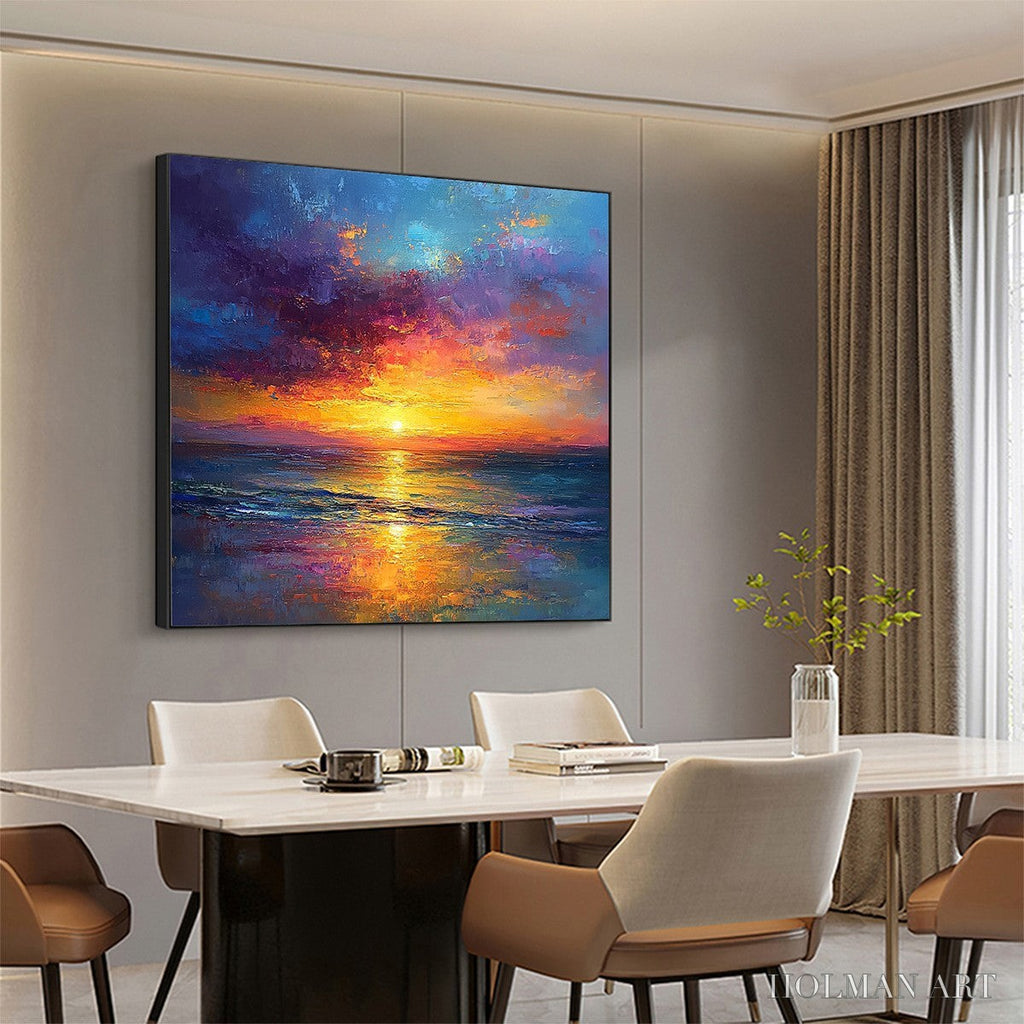 HOLMAN ART Golden Hour – Vibrant Sunset Seascape Oil Painting - image 4