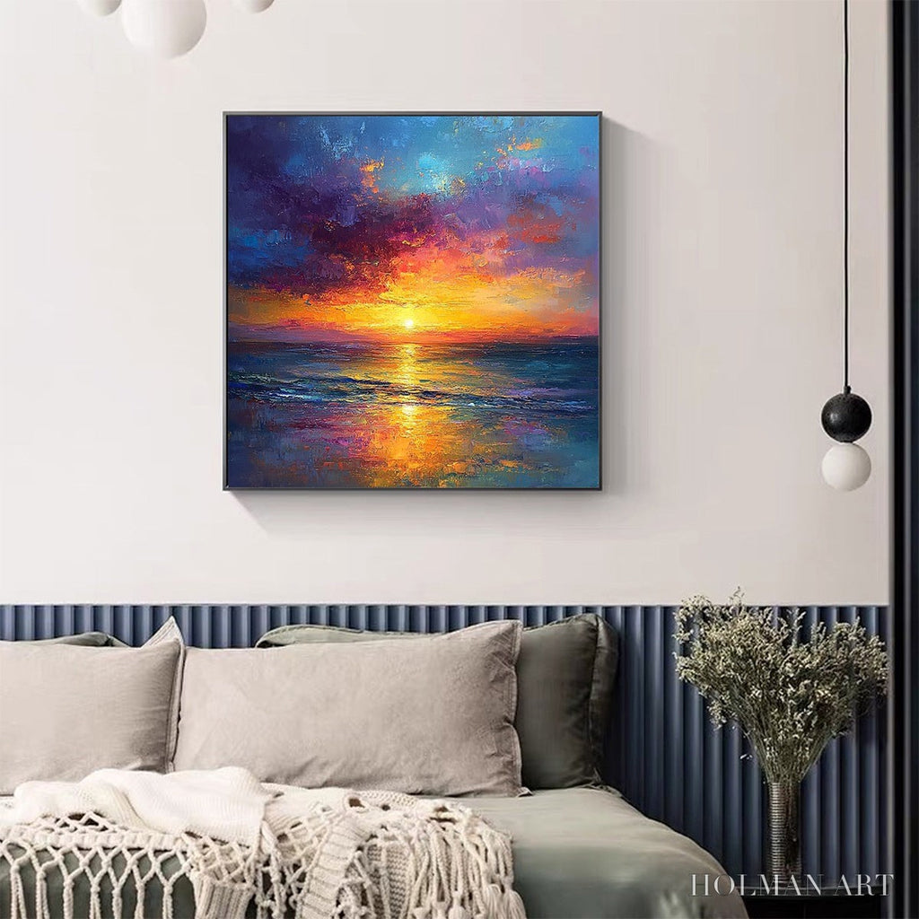 HOLMAN ART Golden Hour – Vibrant Sunset Seascape Oil Painting - image 6