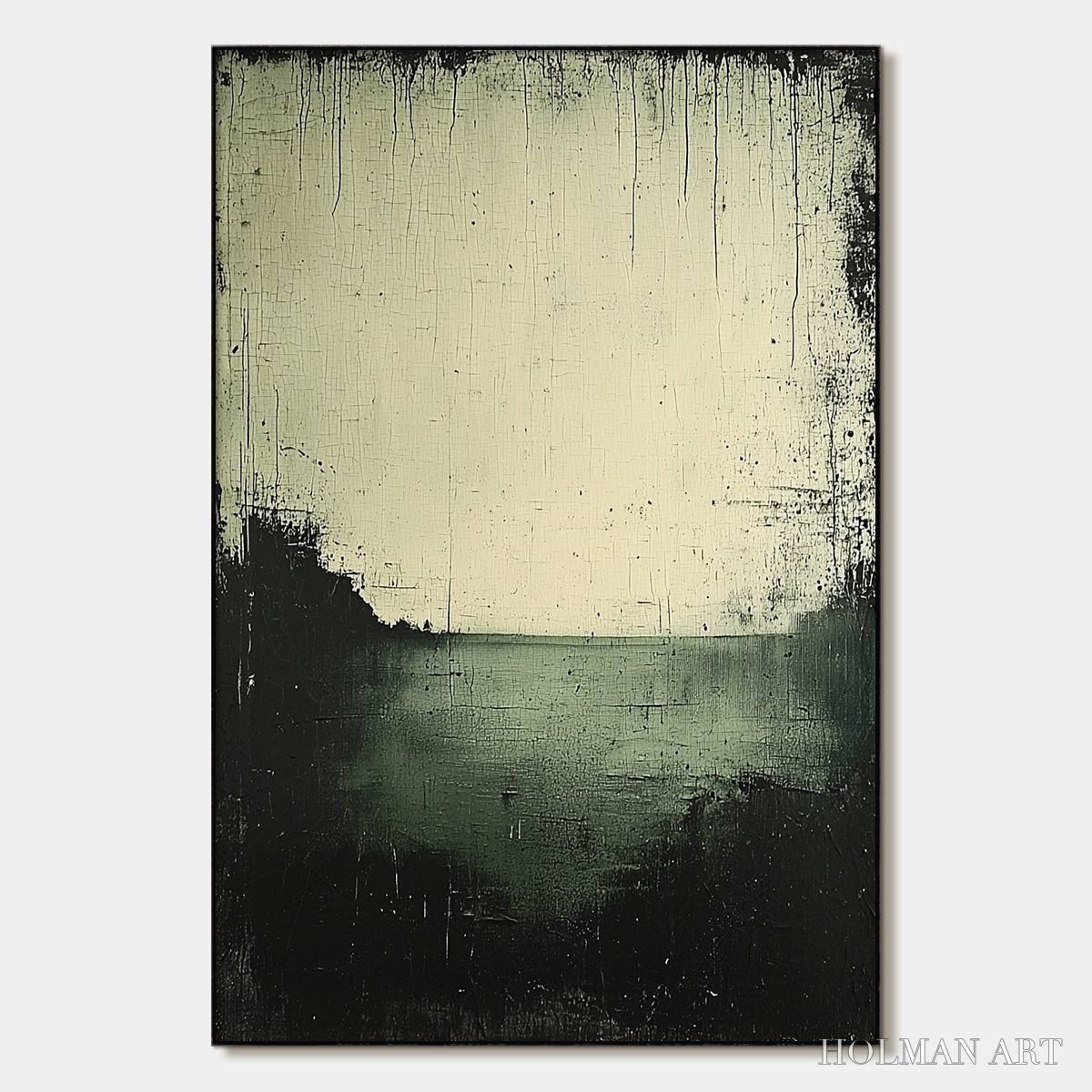 HOLMAN ART Emerald Mist – Textured Wabi-Sabi Seascape Oil Painting - image 1