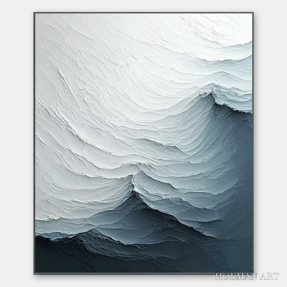 HOLMAN ART Frozen Tide – Textured Monochromatic Oil Painting - image 1