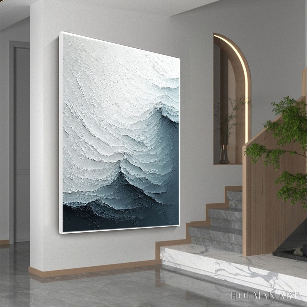 HOLMAN ART Frozen Tide – Textured Monochromatic Oil Painting - image 3
