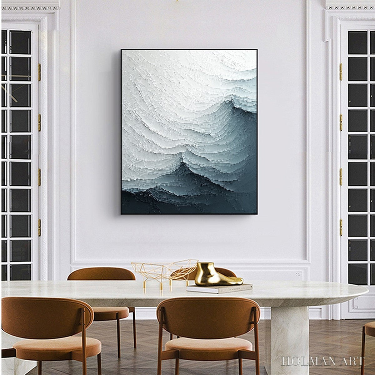 HOLMAN ART Frozen Tide – Textured Monochromatic Oil Painting - image 4