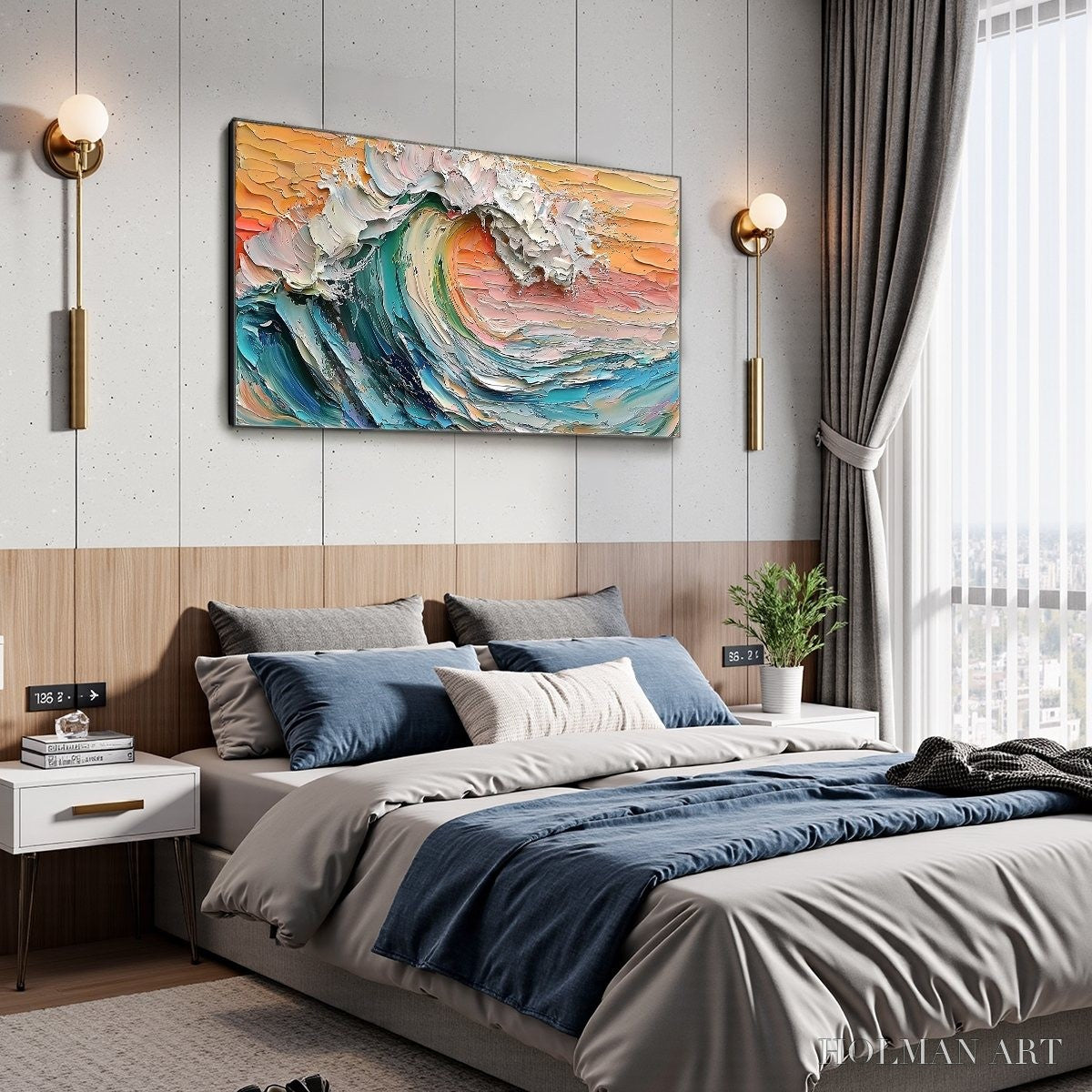 HOLMAN ART Sunset Surge – Textured Impasto Ocean Wave Oil Painting - image 4