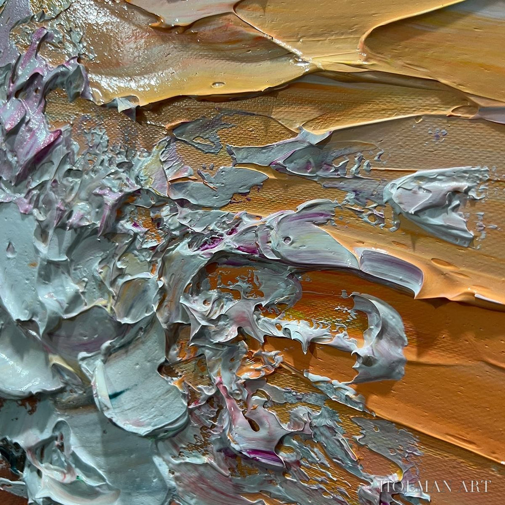 HOLMAN ART Sunset Surge – Textured Impasto Ocean Wave Oil Painting - image 5